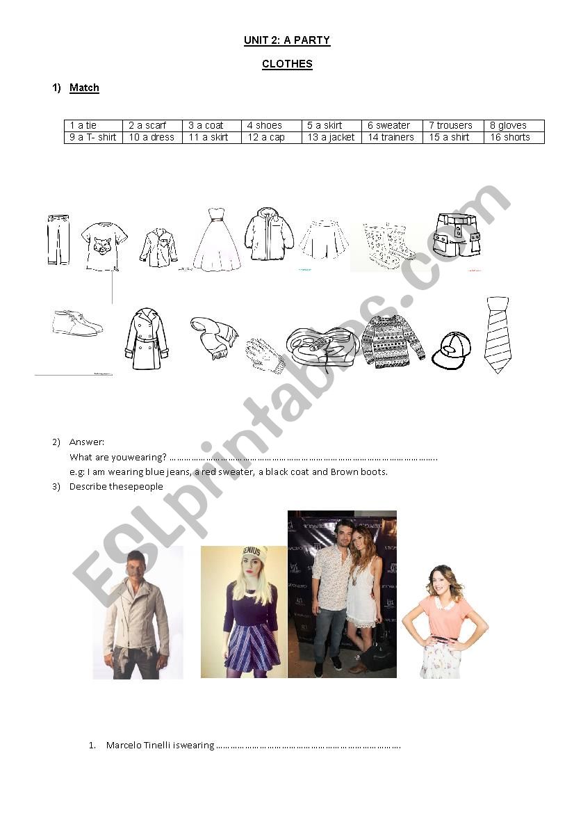 clothes worksheet