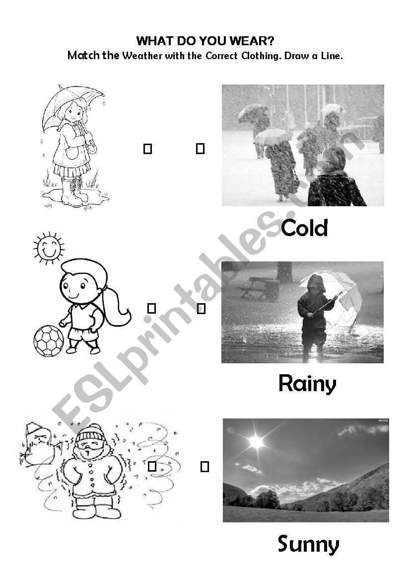 Weather & Clothing Matching Worksheet