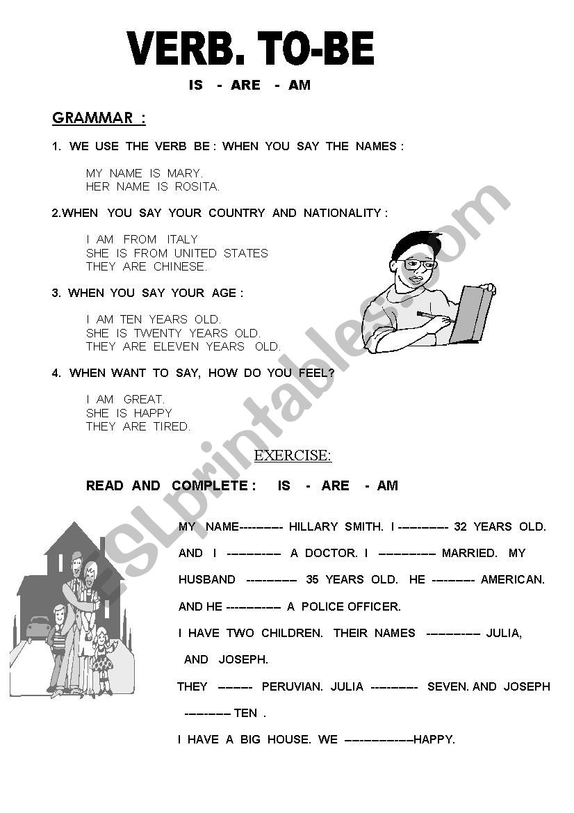 VERB. TO-BE worksheet