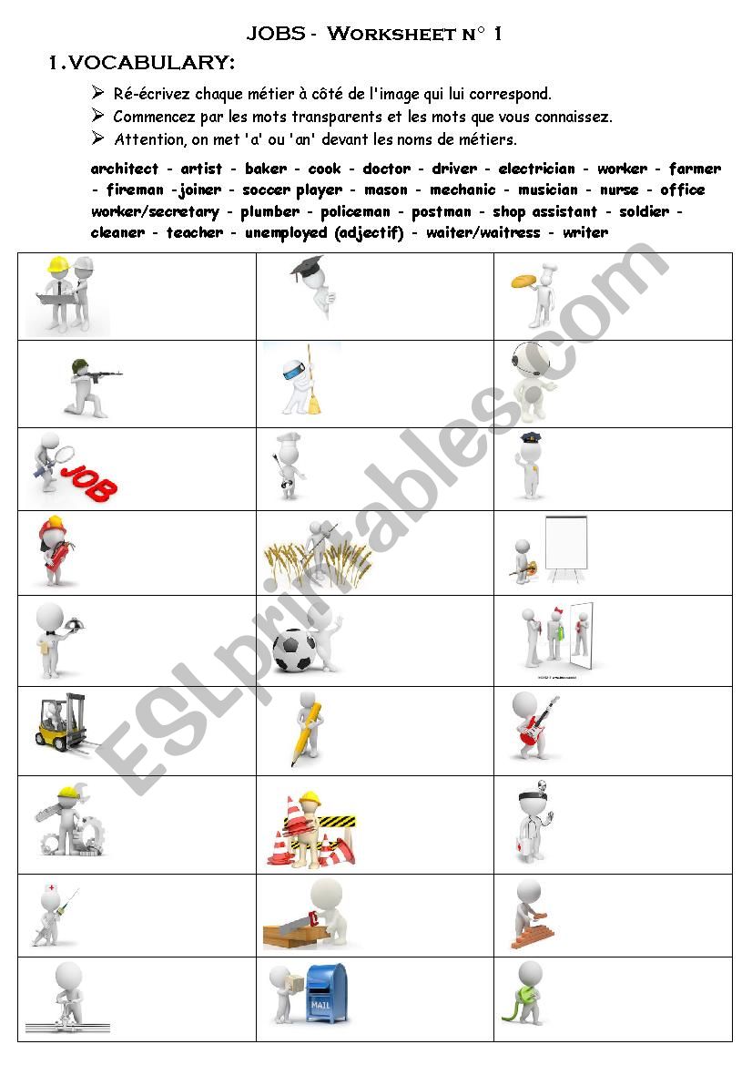 JOBS  worksheet