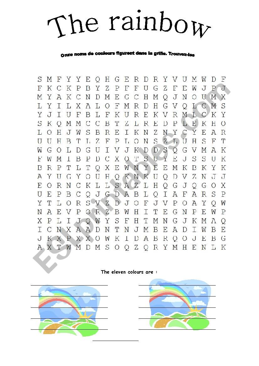 The rainbow worksheet