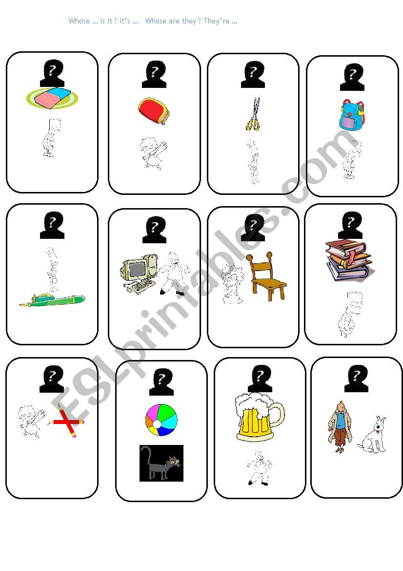 whose cards worksheet