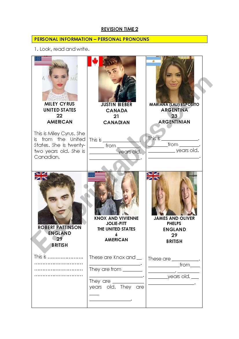 PERSONAL INFORMATION - PERSONAL PRONOUNS