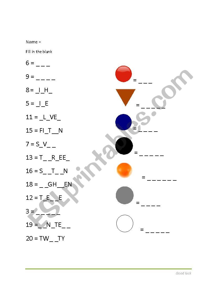 fill in the blank worksheet