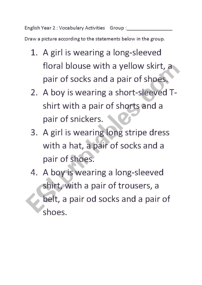 clothes worksheet