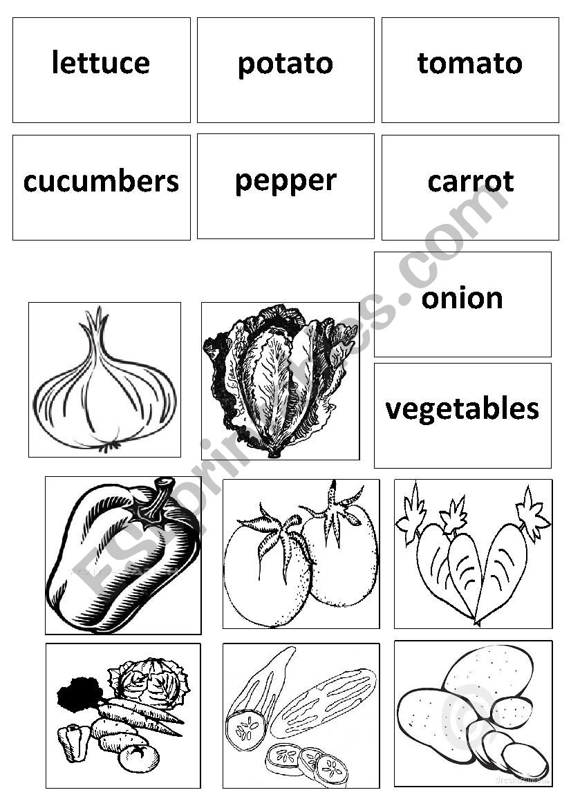Vegetables- Memory Game worksheet