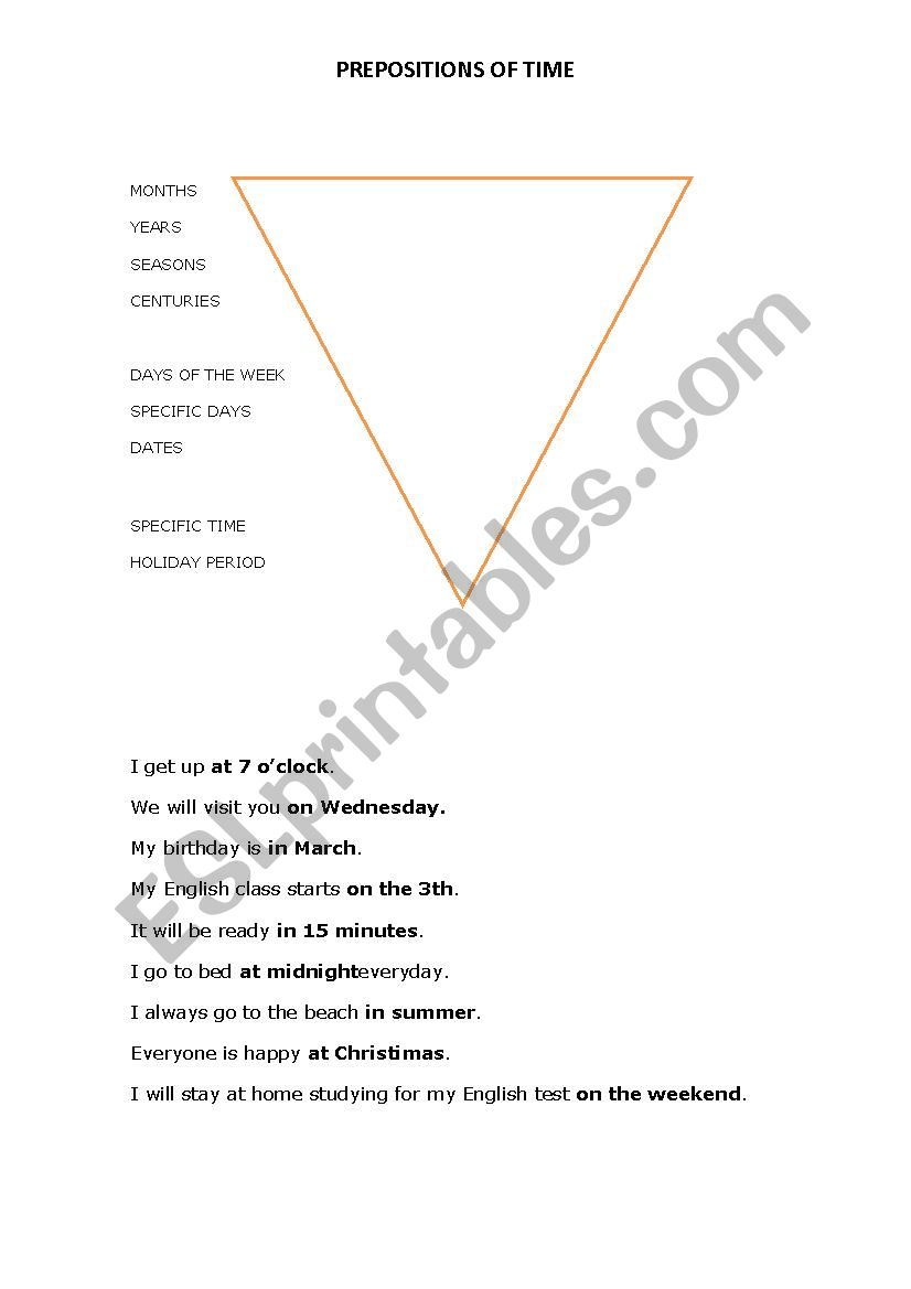 Prepositions of time (in, on, at) 