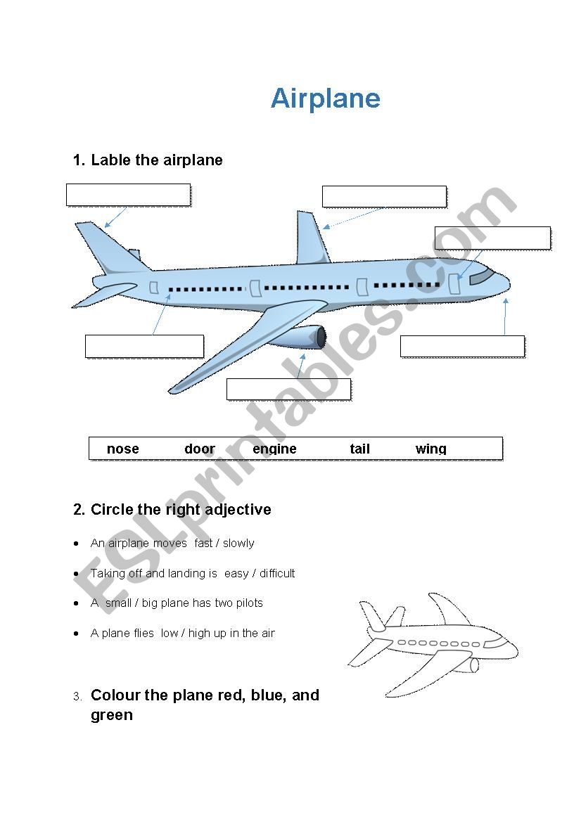 Airplane worksheet