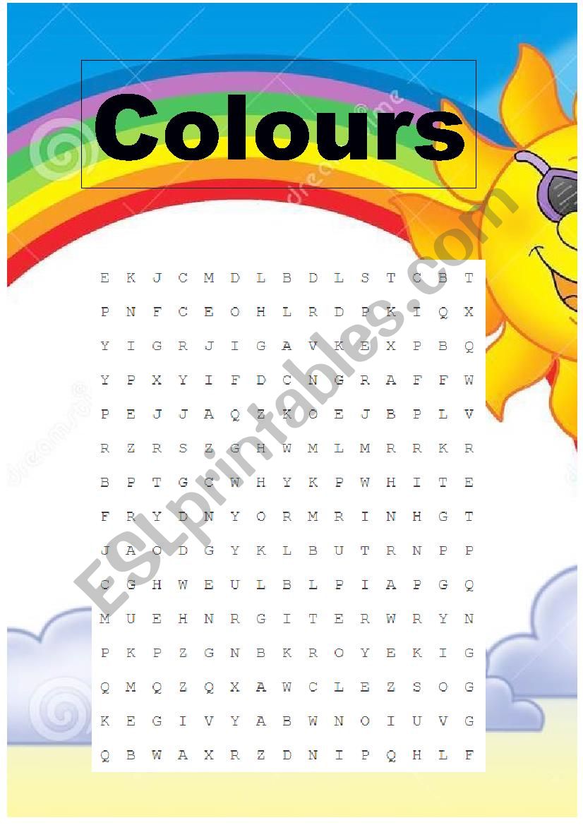 Colours wordsearch worksheet