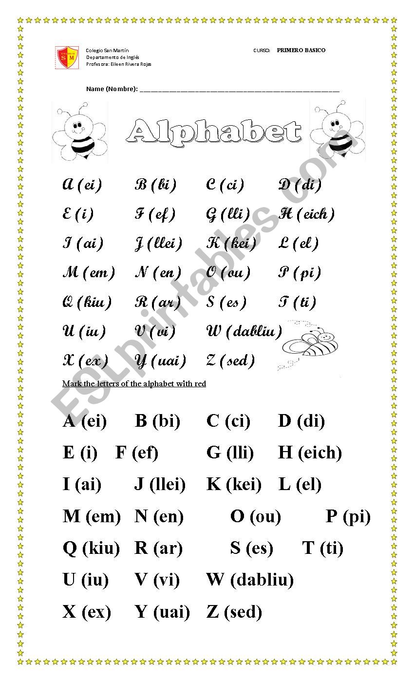 ALPHABET SOUNDS - ESL worksheet by Eileen Rivera