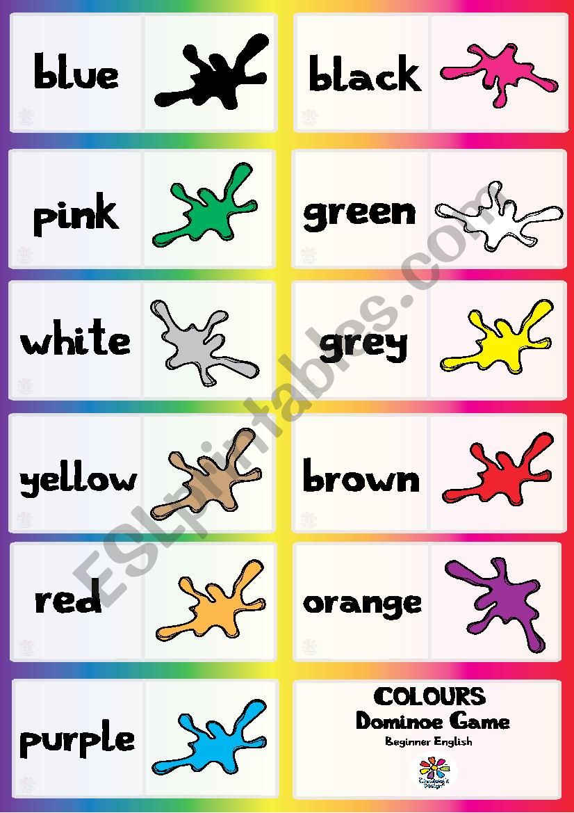 Basic Colours DOMINOE GAME worksheet