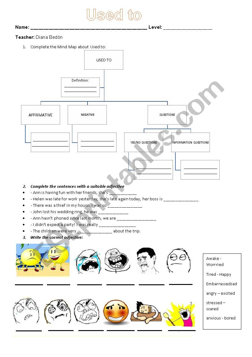 Used to, adjectives of emotions, conjunctions 