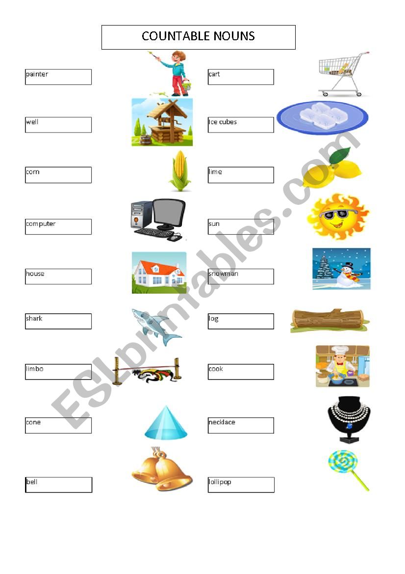 countable nouns worksheet