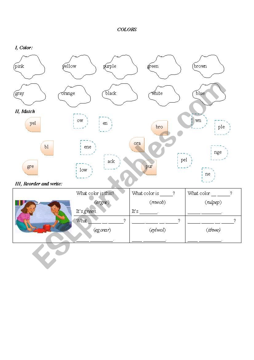 Colors worksheet