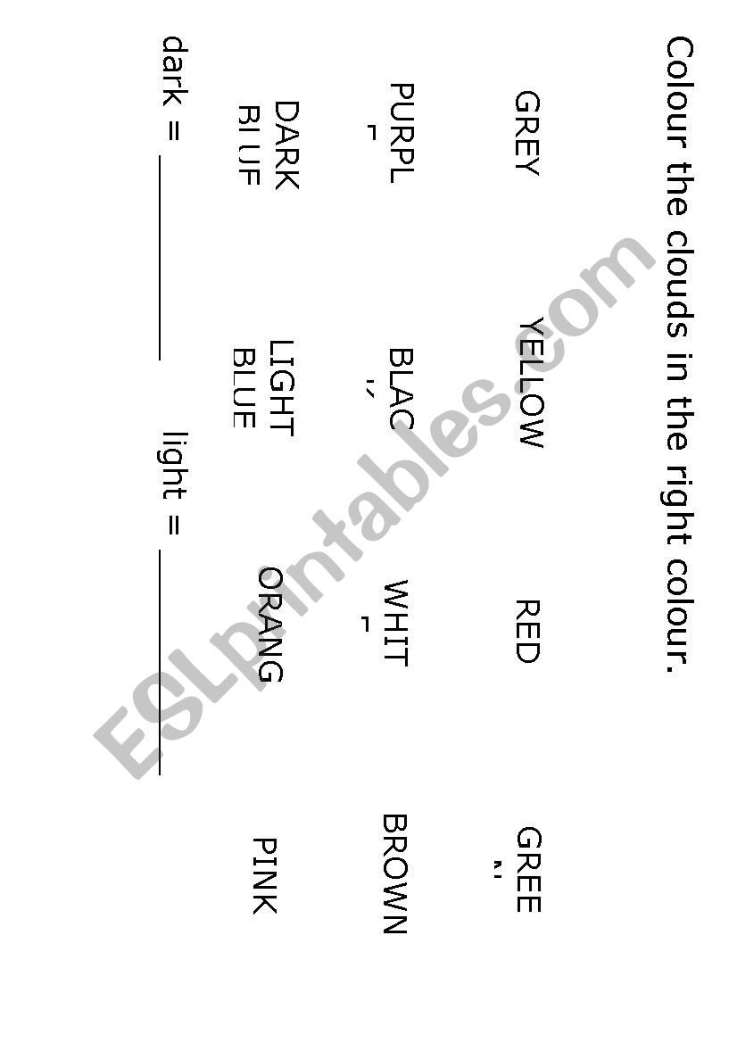 Colour the clouds worksheet