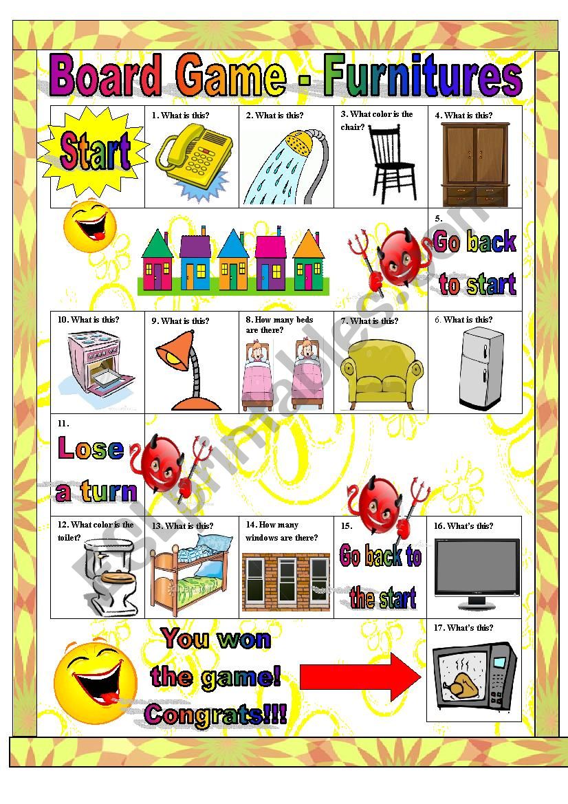 Board Game Furnitures worksheet