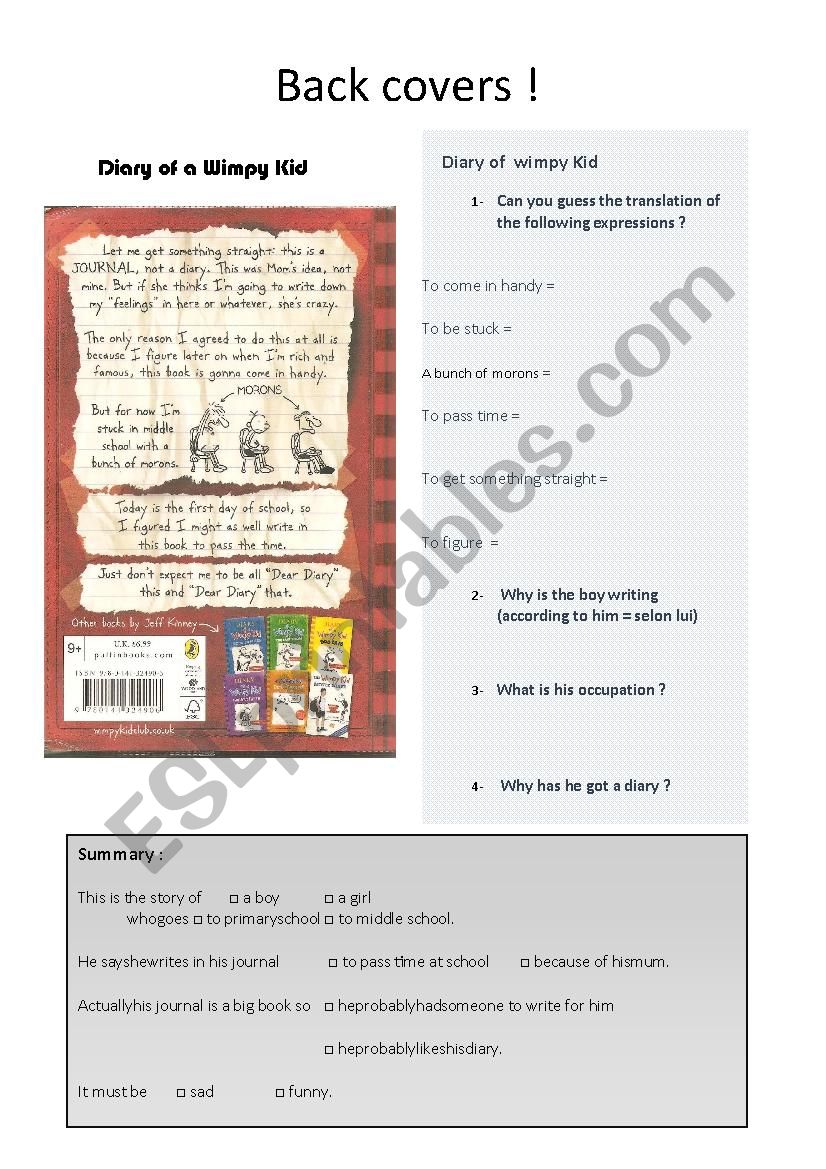 Diary of a Wimpy Kid back cover