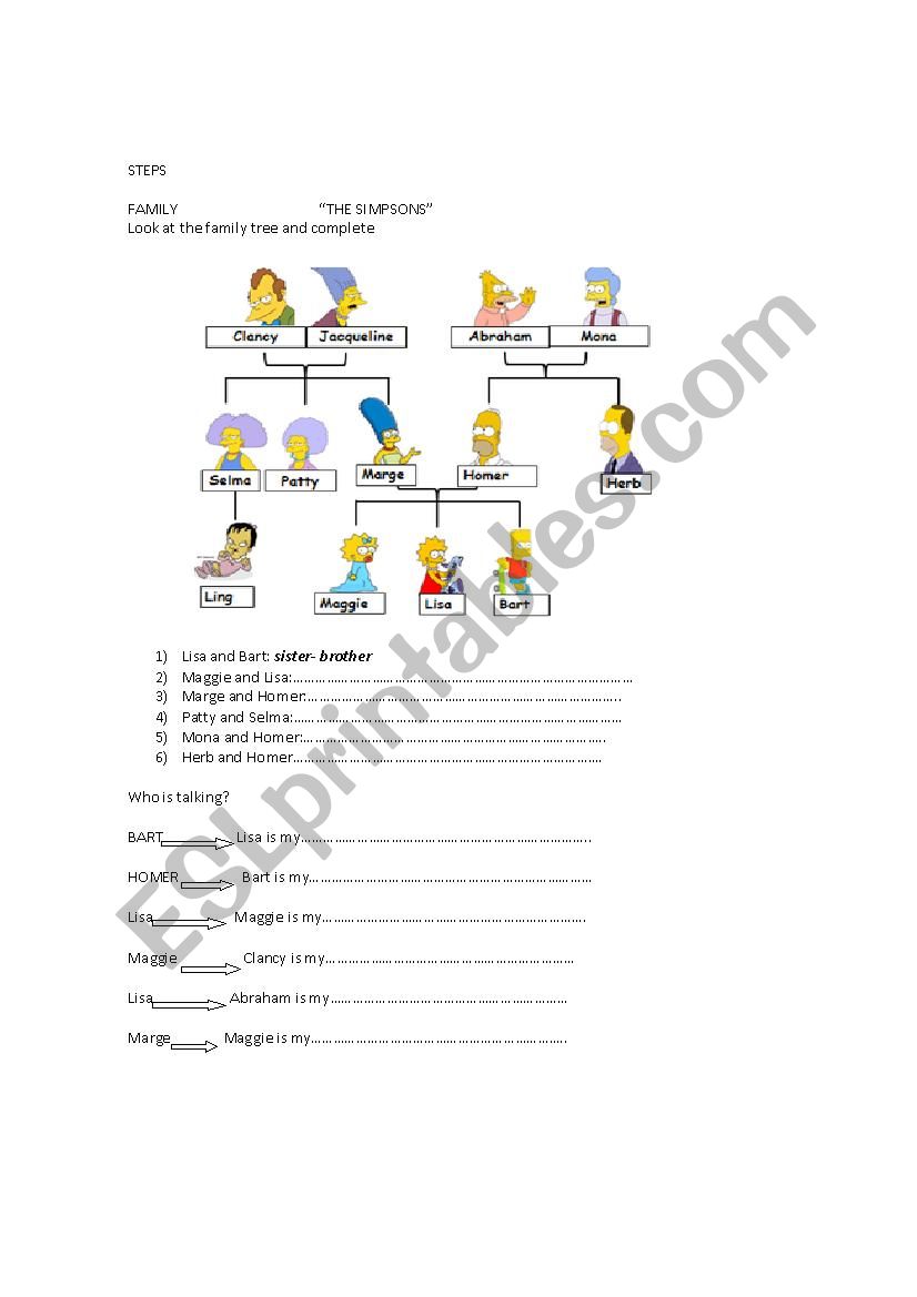 Family for young learners worksheet