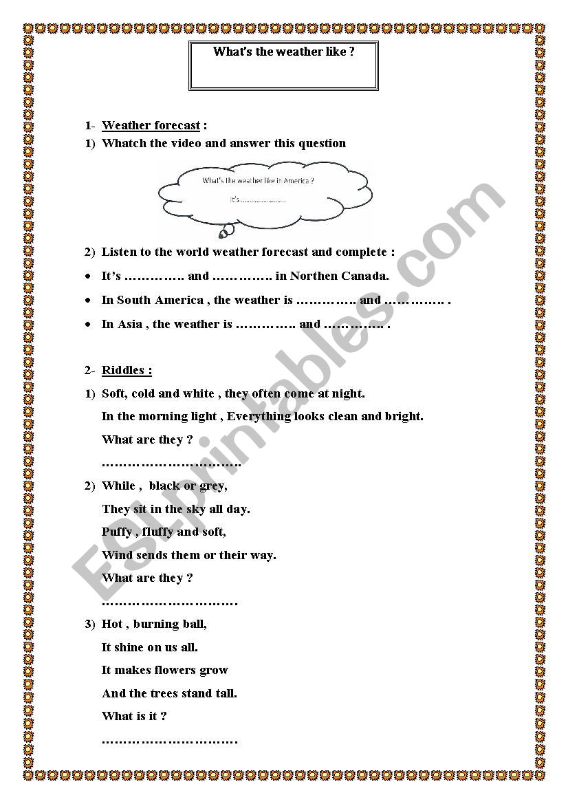 whats the weather like worksheet