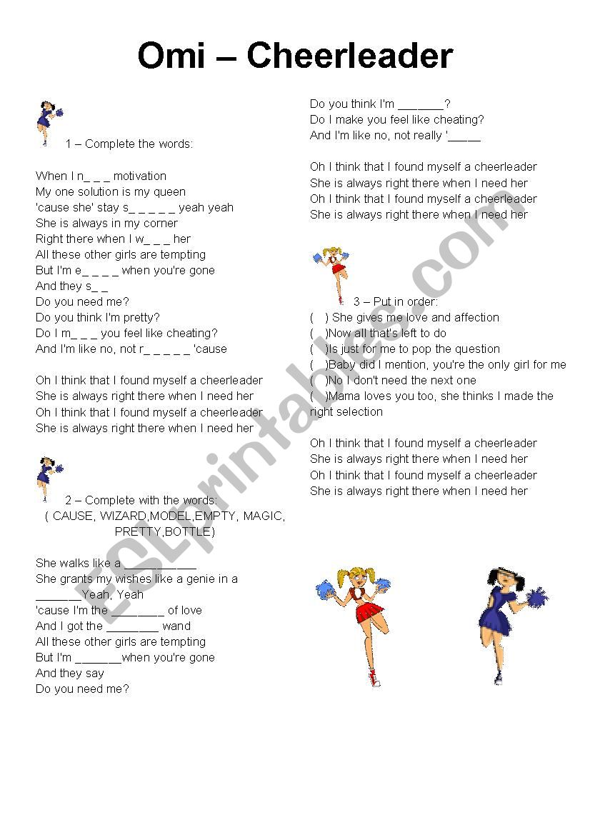 Cheerleader - Omi worksheet
