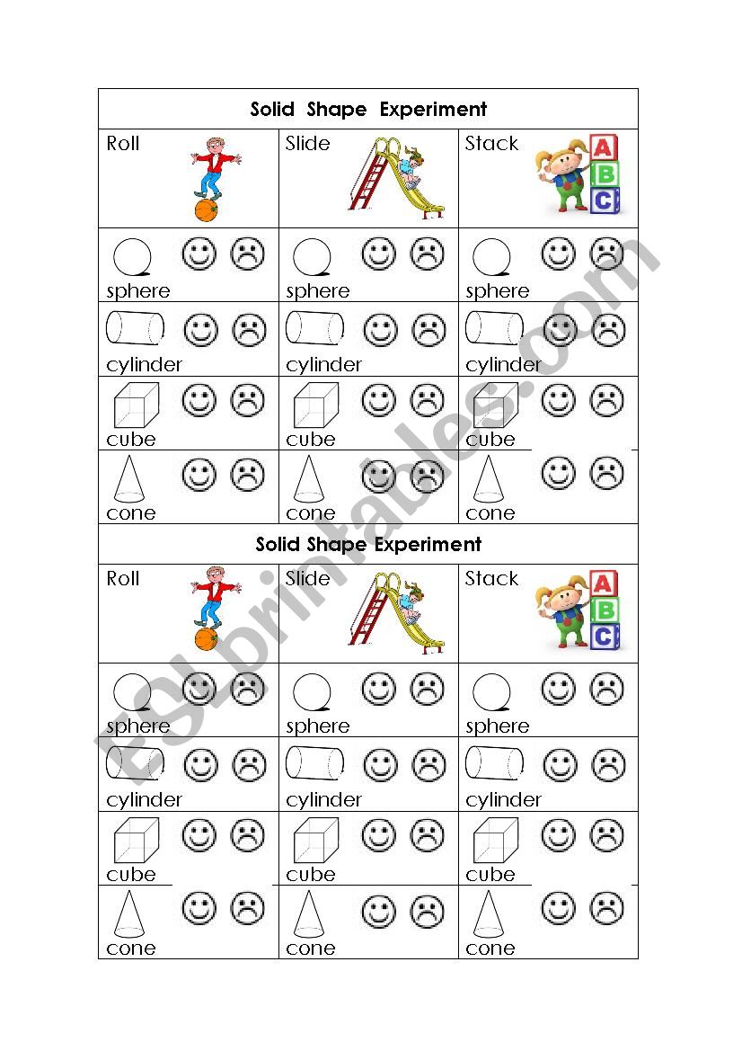 3-D Shape Experiment  worksheet