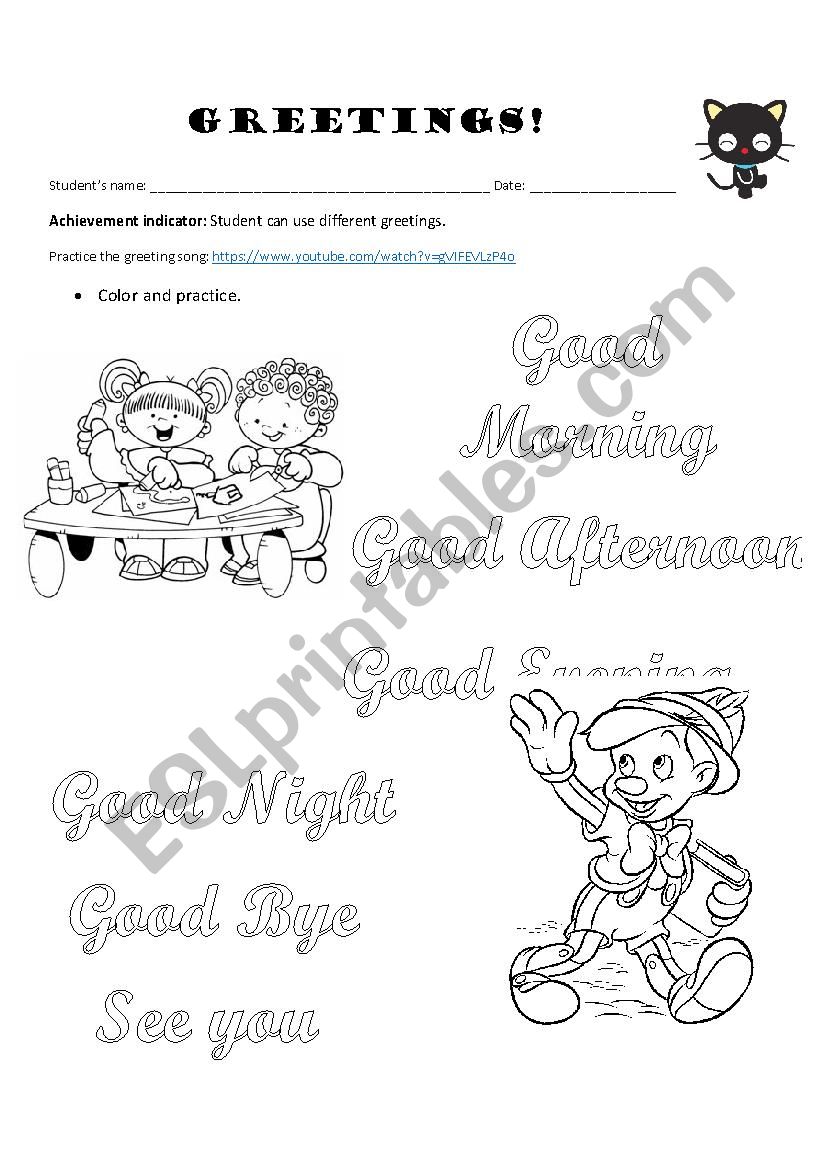 Greetings worksheet