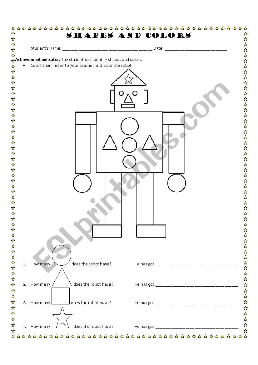 Shapes and Colors worksheet