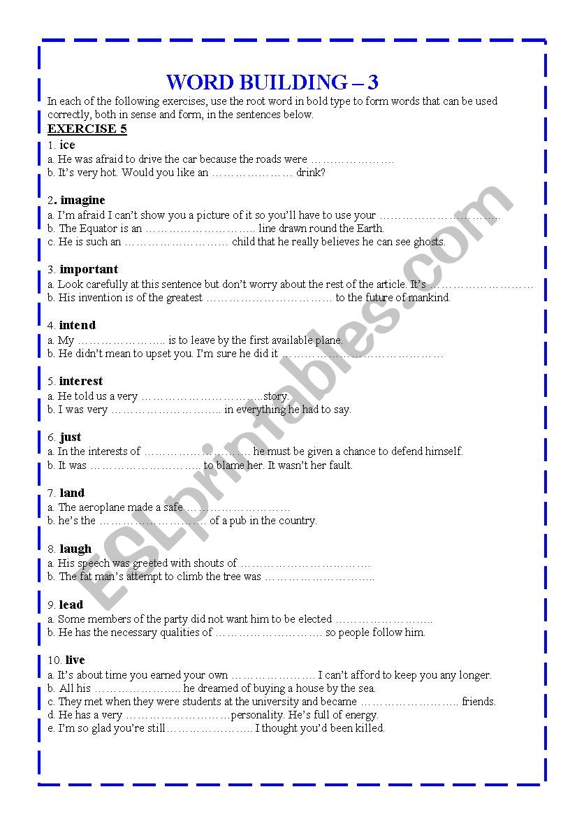 WORD BUILDING - 3 worksheet