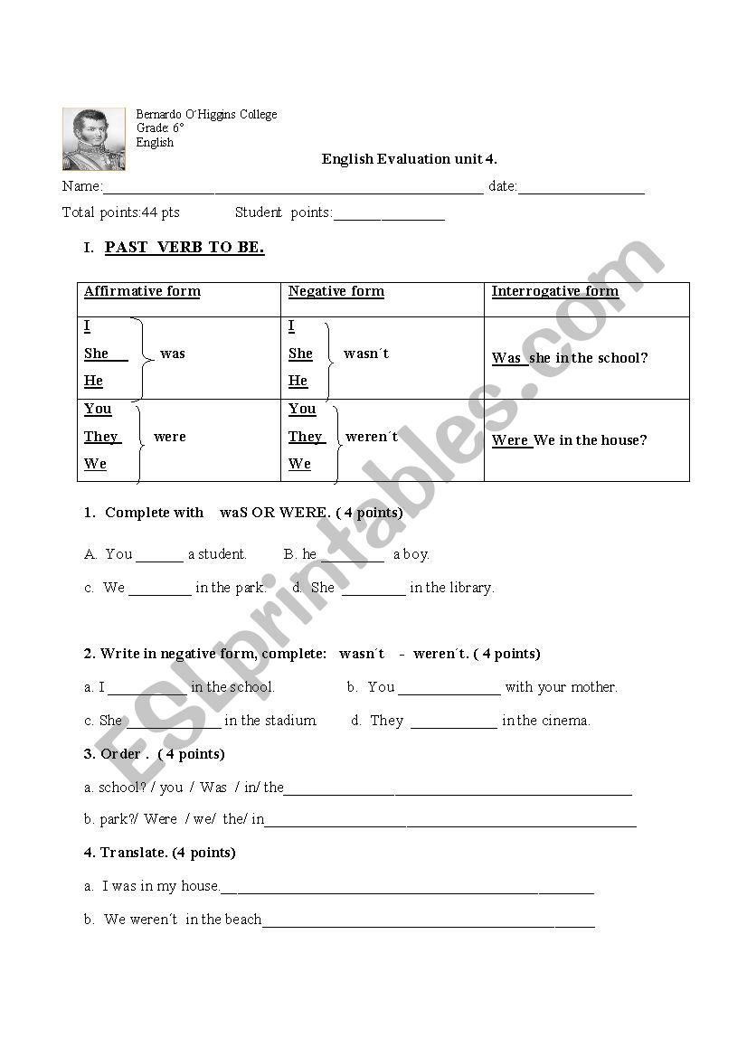 evaluation past tense worksheet