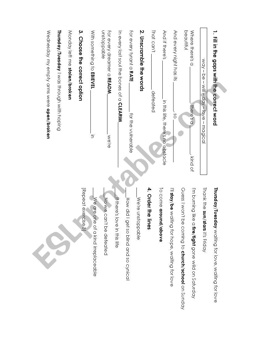 Waiting for love - elementary worksheet