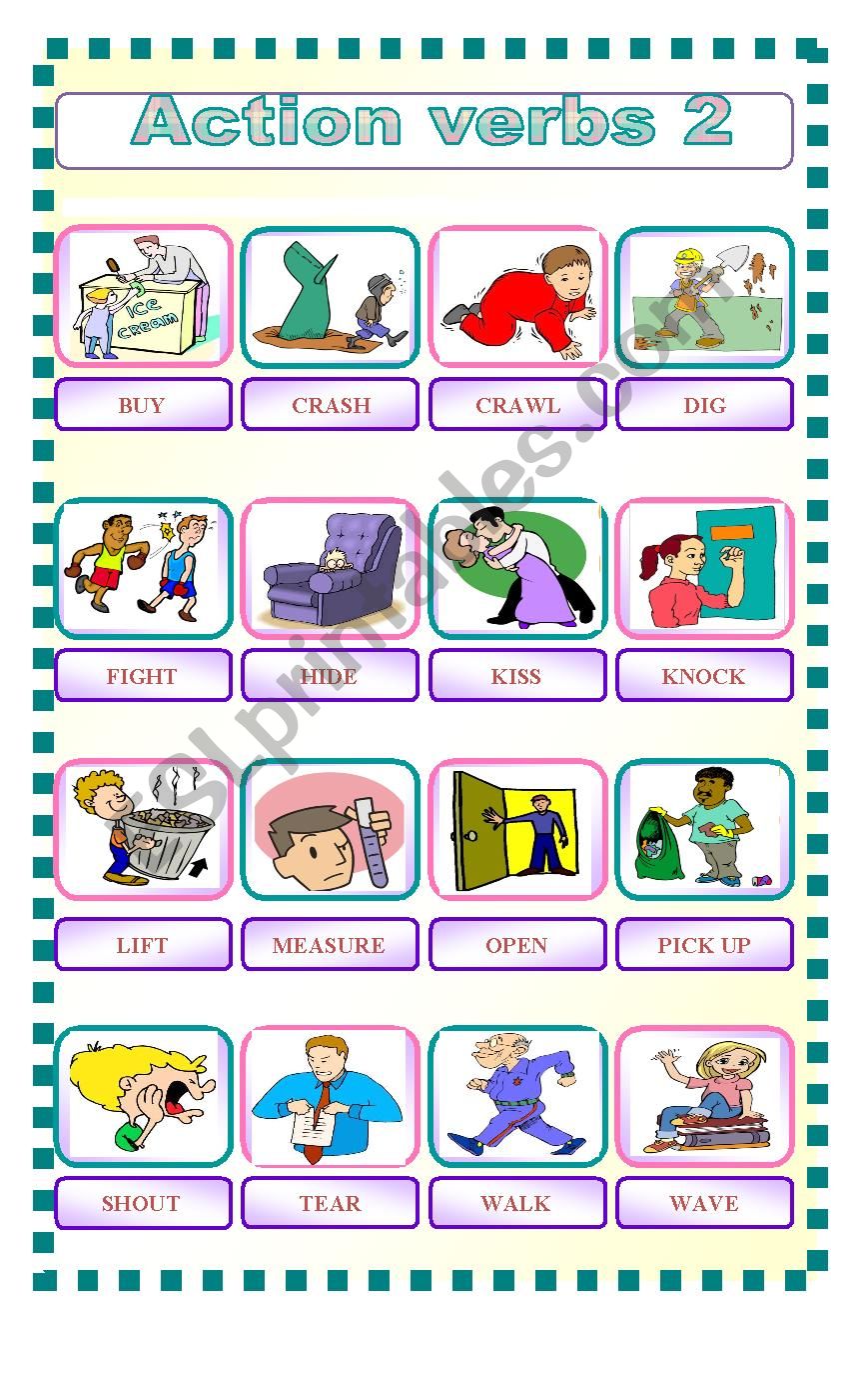 Action verbs 2 worksheet