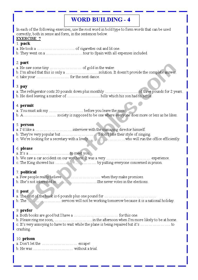 WORD BUILDING - 4 worksheet