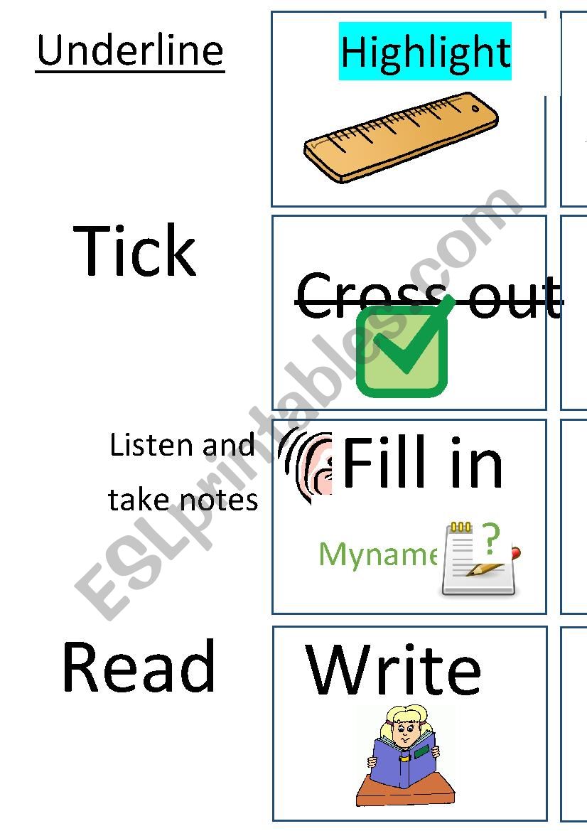 Instructions worksheet