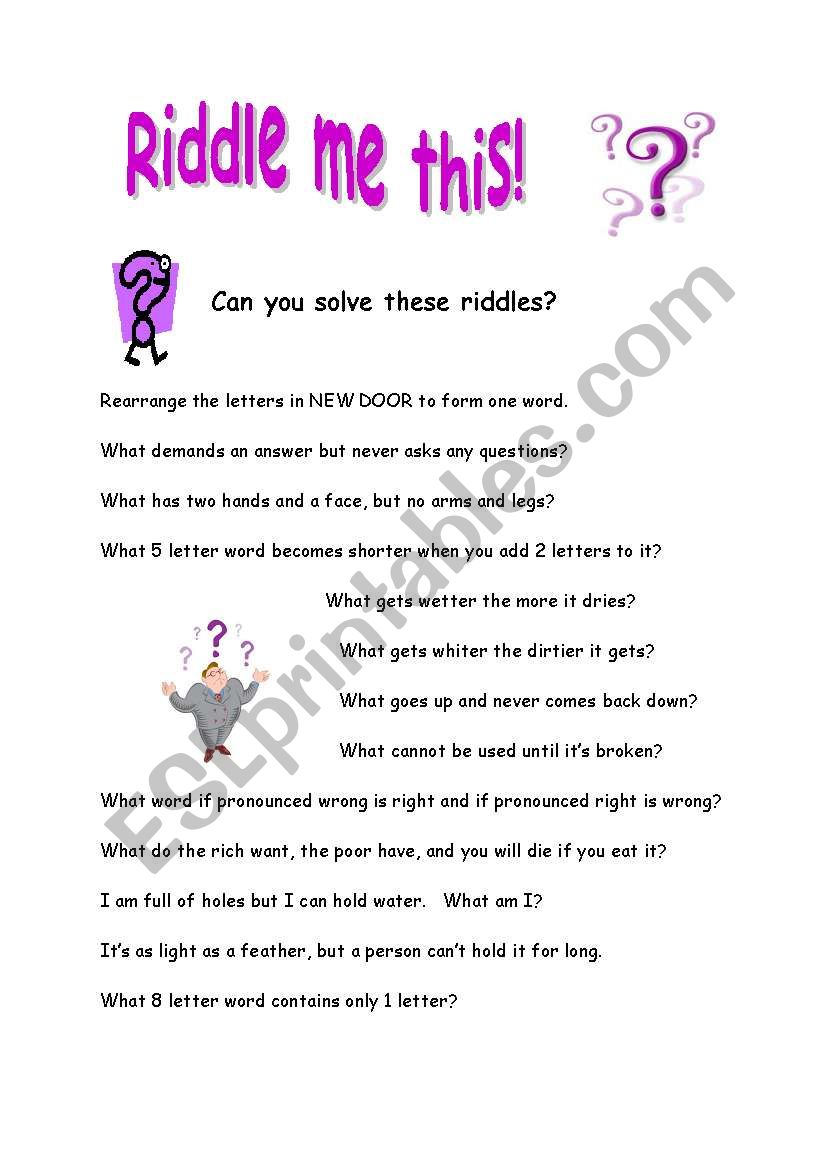 Riddle me this! worksheet