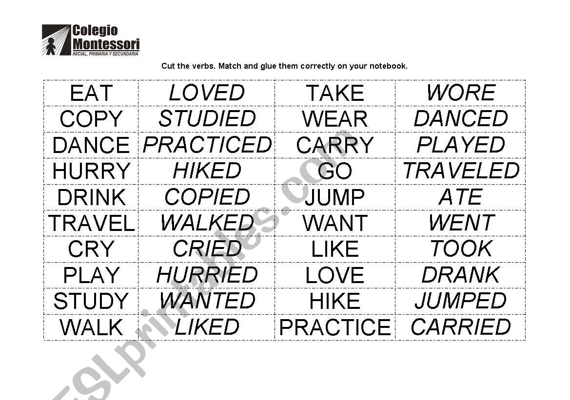 verbs in present and past forms