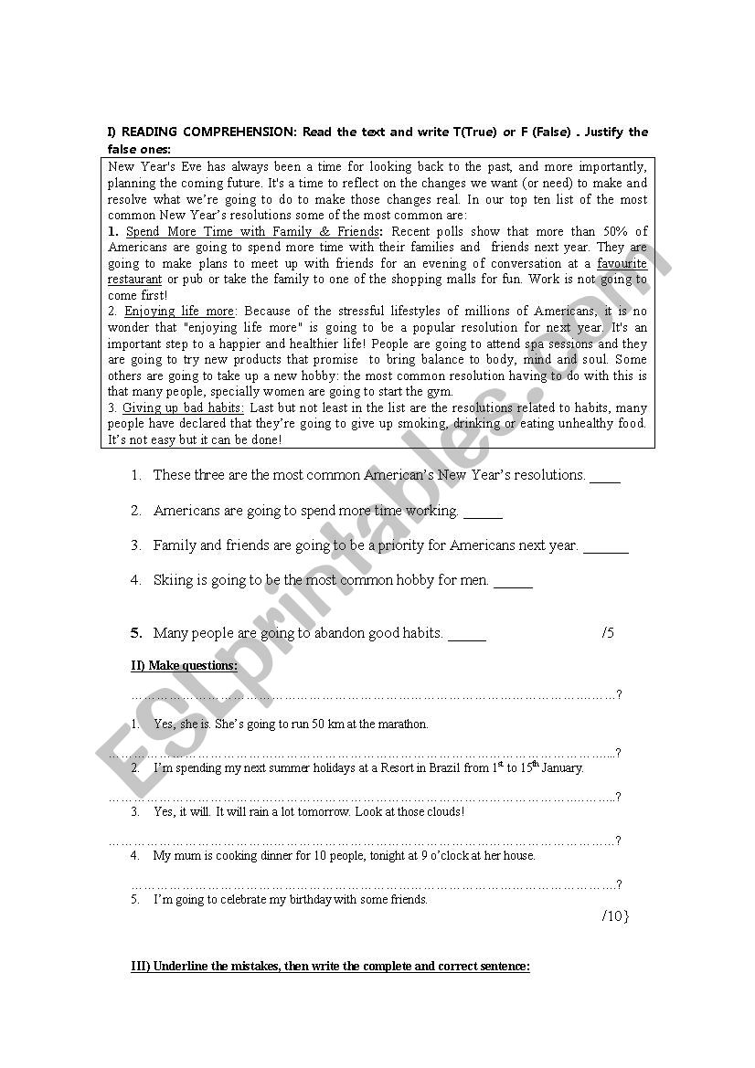 THREE TYPES OF FUTURE worksheet