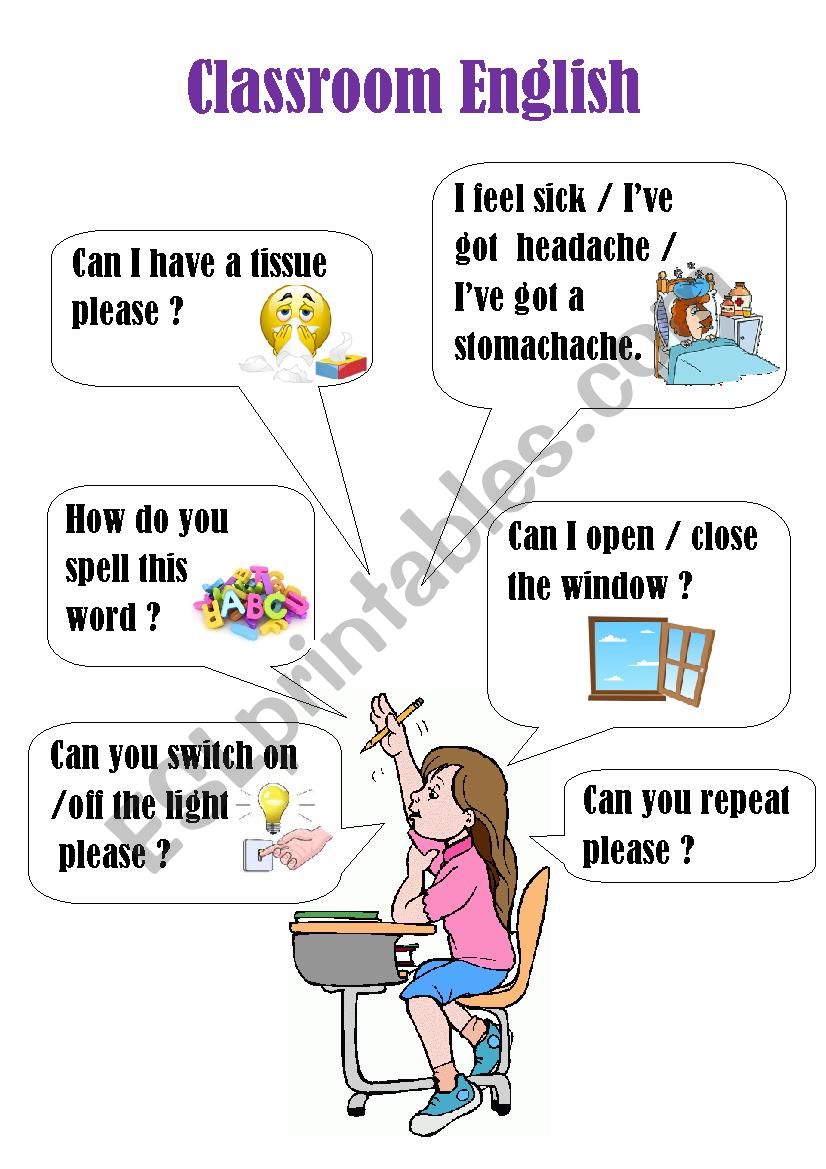 Classroom English poster (2) worksheet