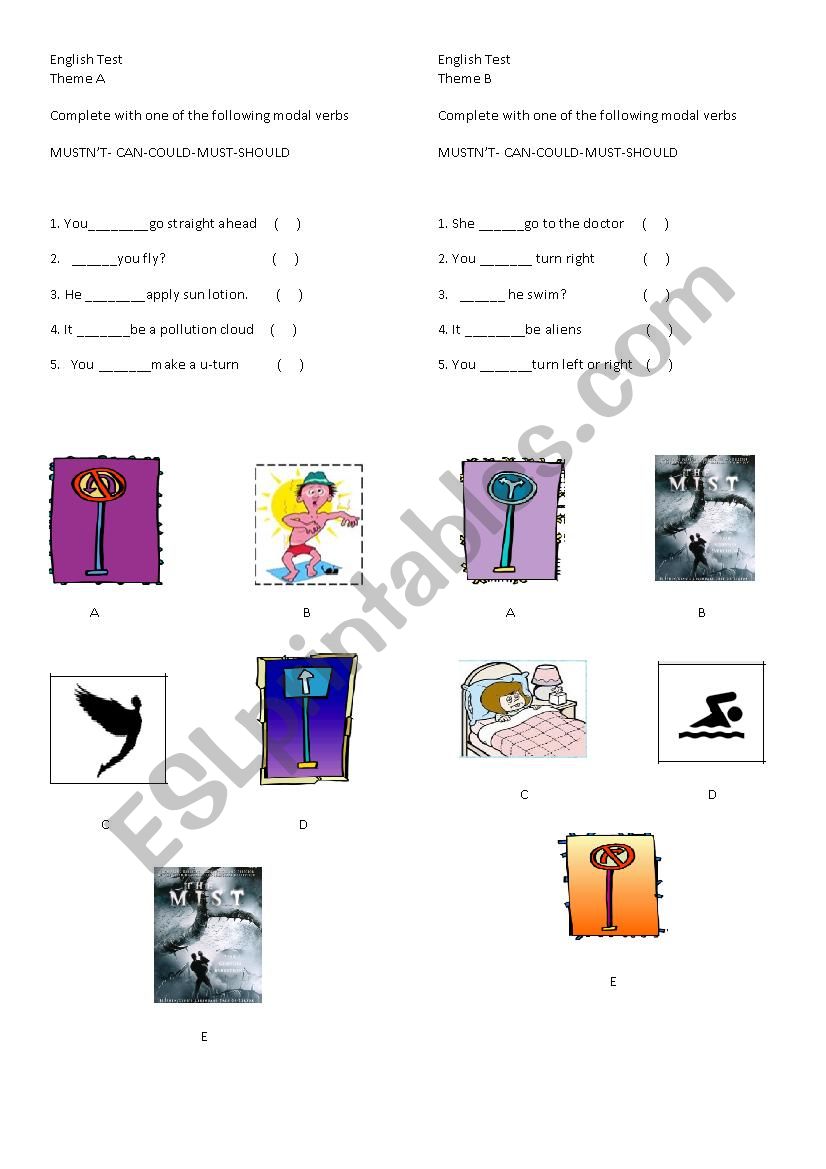 English Test Modal Verbs worksheet