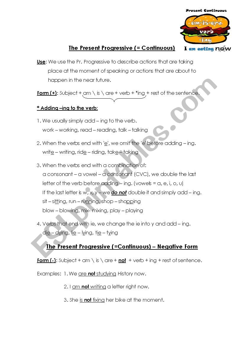 Present Continuous worksheet