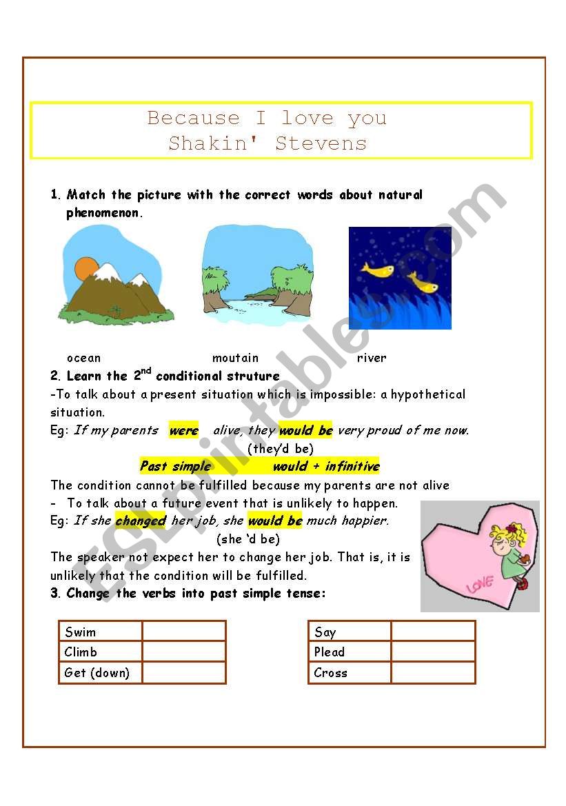 Because I love you - 2 pages worksheet