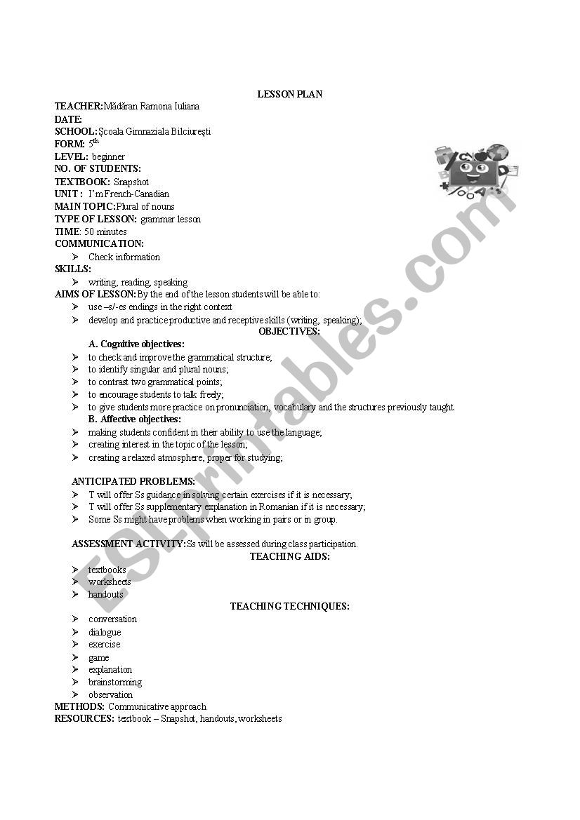 Plural of nouns worksheet