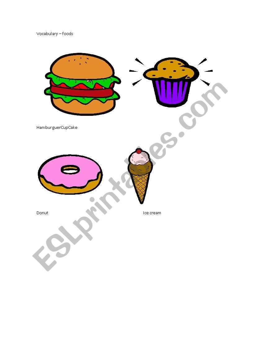 Vocabulary - food worksheet