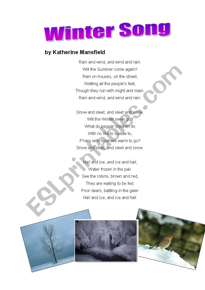 Winter Song-Poem worksheet