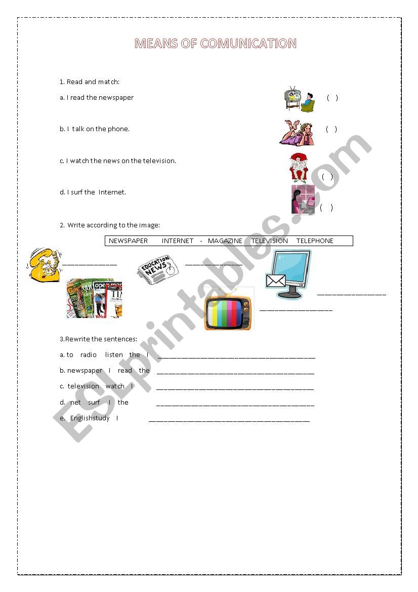 Comunication test worksheet