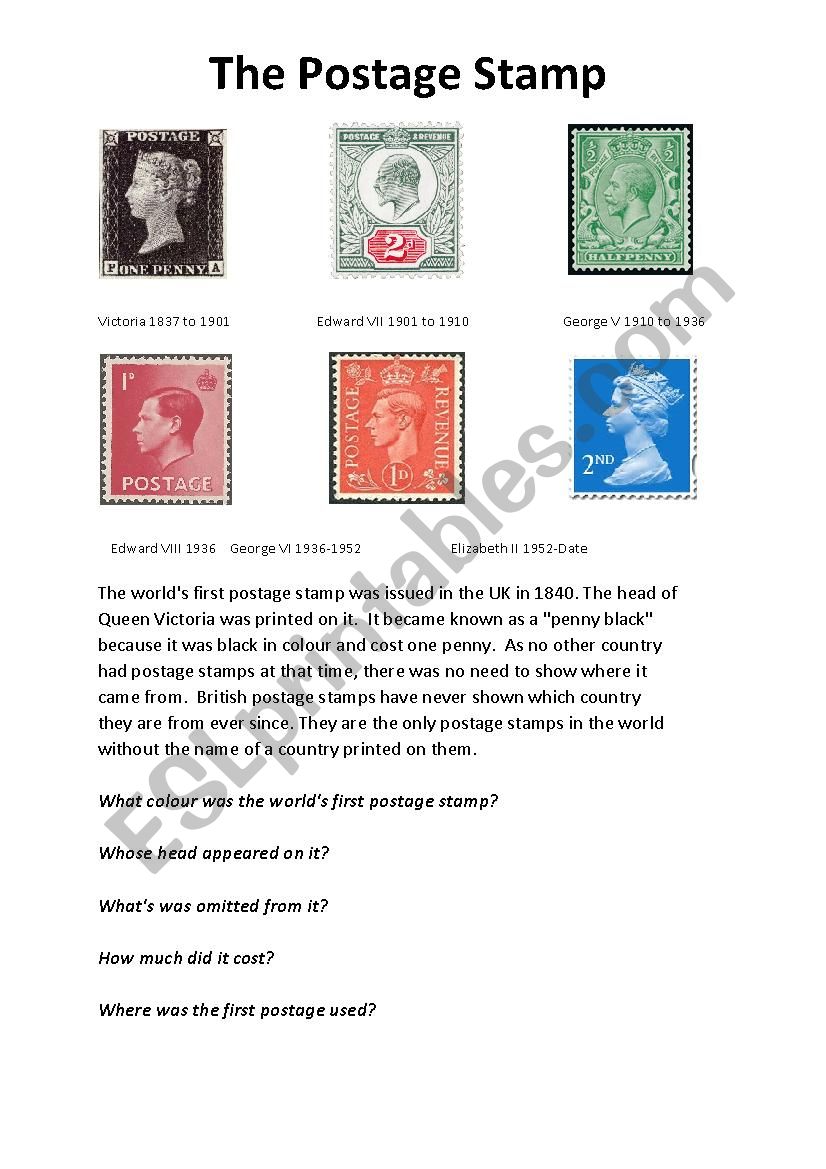 The Postage Stamp worksheet