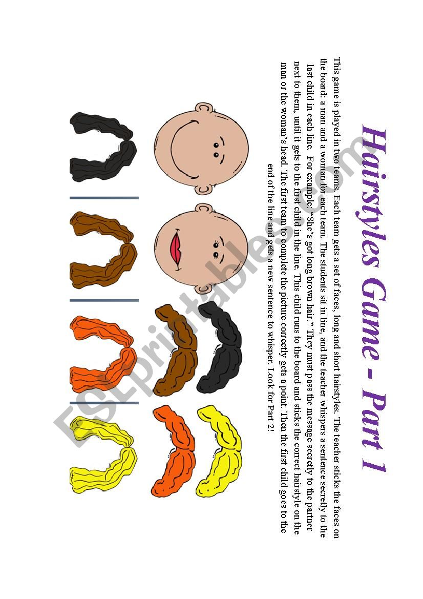 Hairstyles Game - Part 1 worksheet