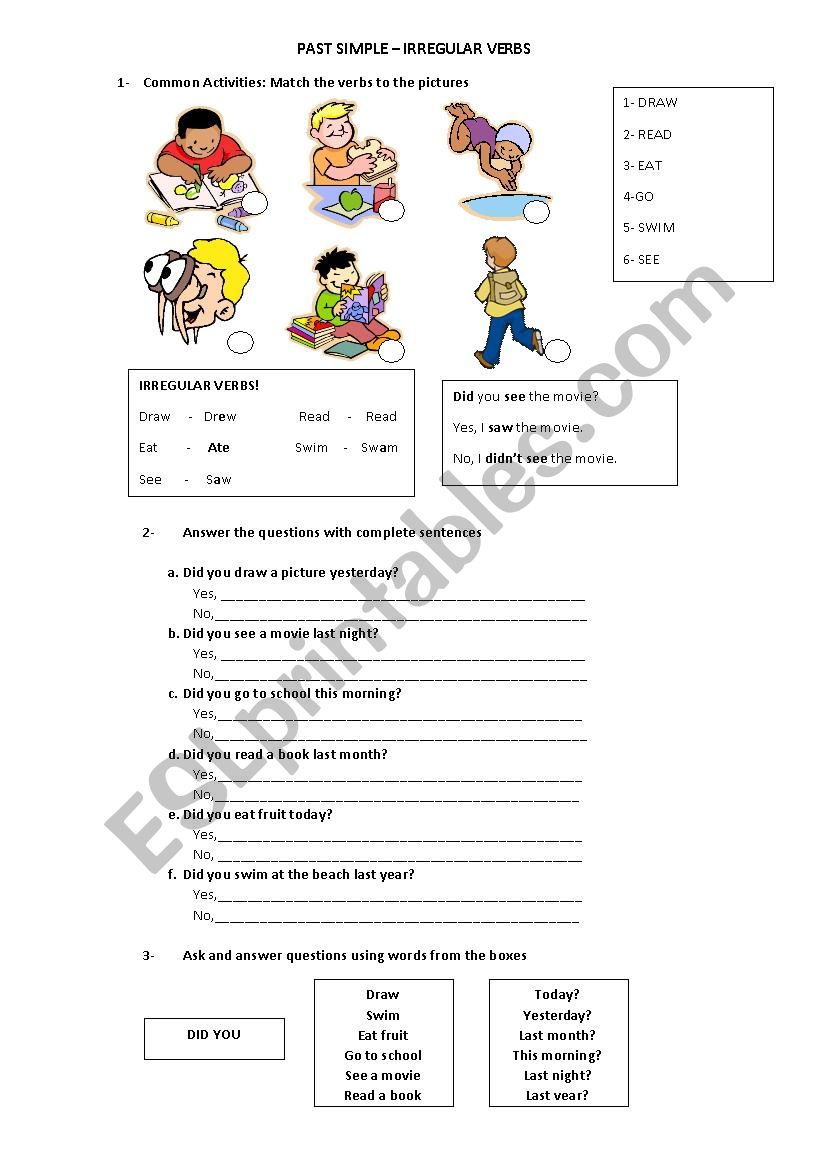 Past Simple Irregular worksheet