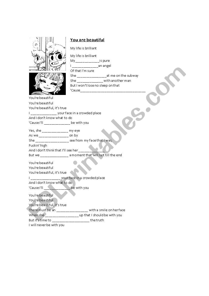 YOU ARE BEAUTIFUL worksheet