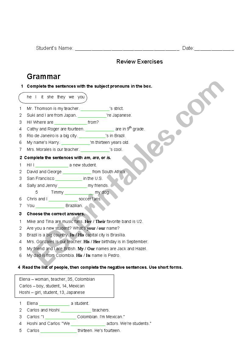 Review Wiyh Simple Present worksheet