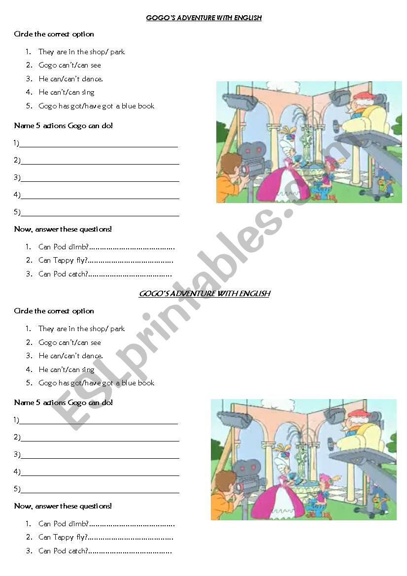 Gogos adventure with English CAN CANT